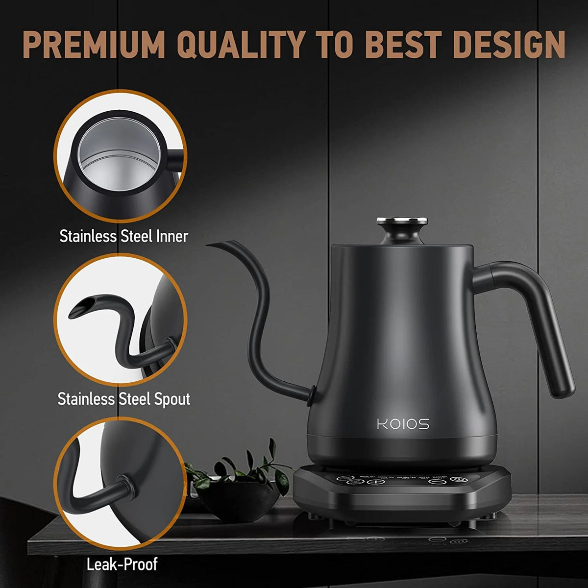 Electric Gooseneck Kettle, Stainless Steel, 1200W, 0.8L L885949