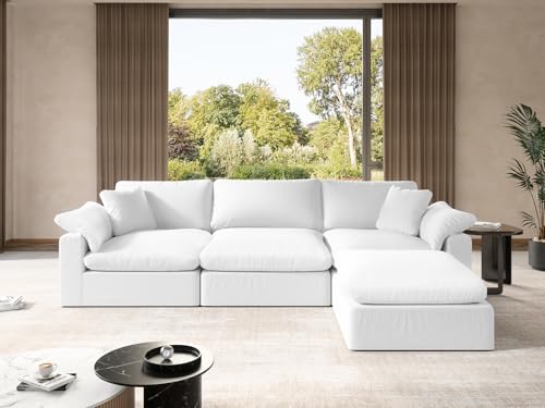 White U-Shaped Sectional Sofa with Detachable Covers A337