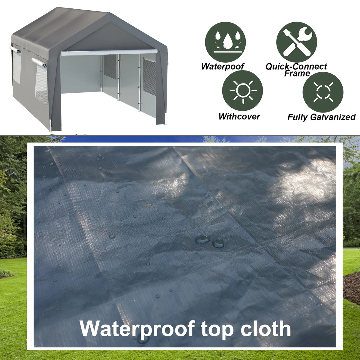 10 x 20 ft. Heavy Duty Steel Outdoor Carport Canopy Y3318