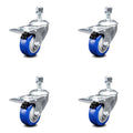 Blue Poly Swivel Caster Set 4 with 3x22 Wheel 12MM Stem N650