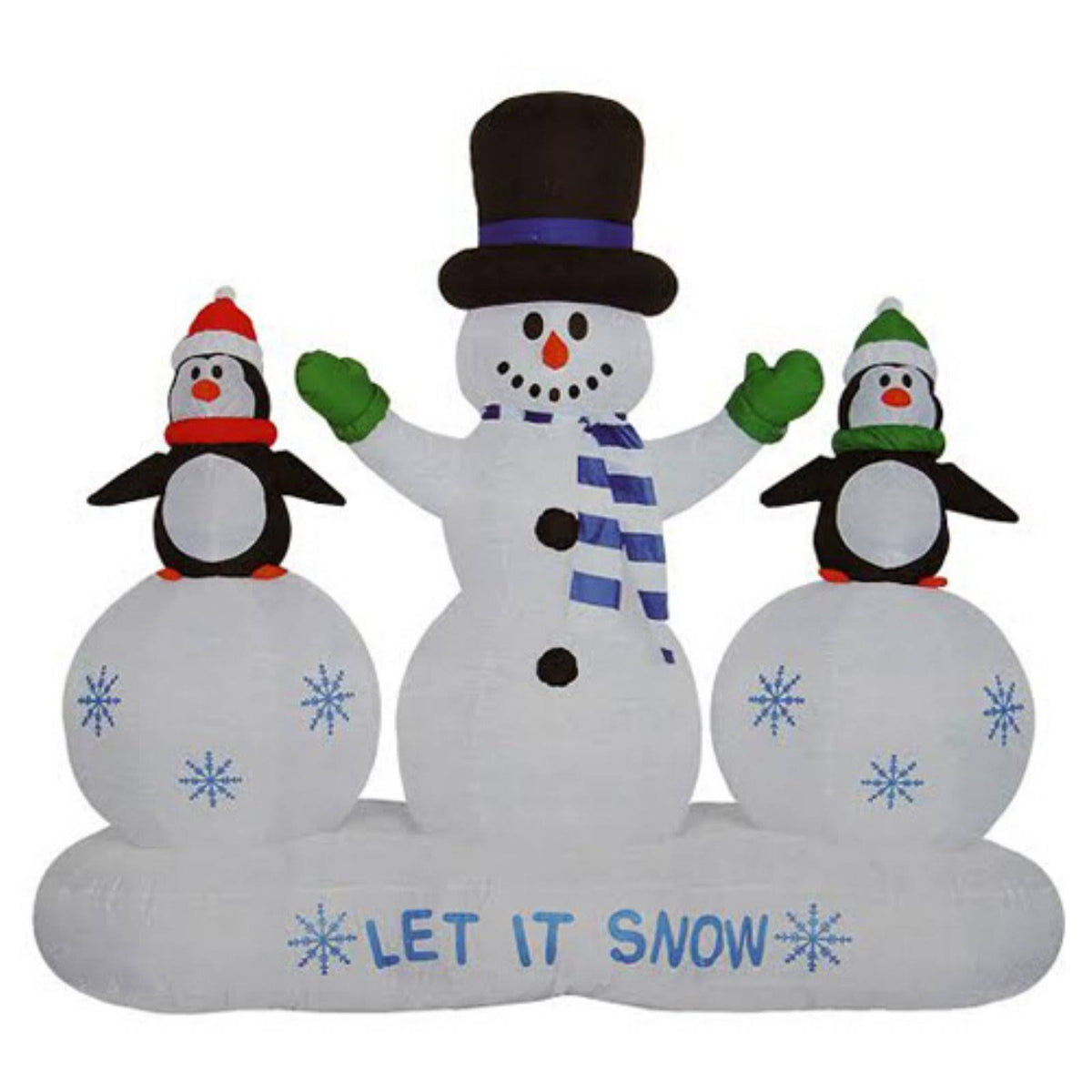 6.5 ft Inflatable Snowman and Penguins Christmas Yard Art Decoration D69356