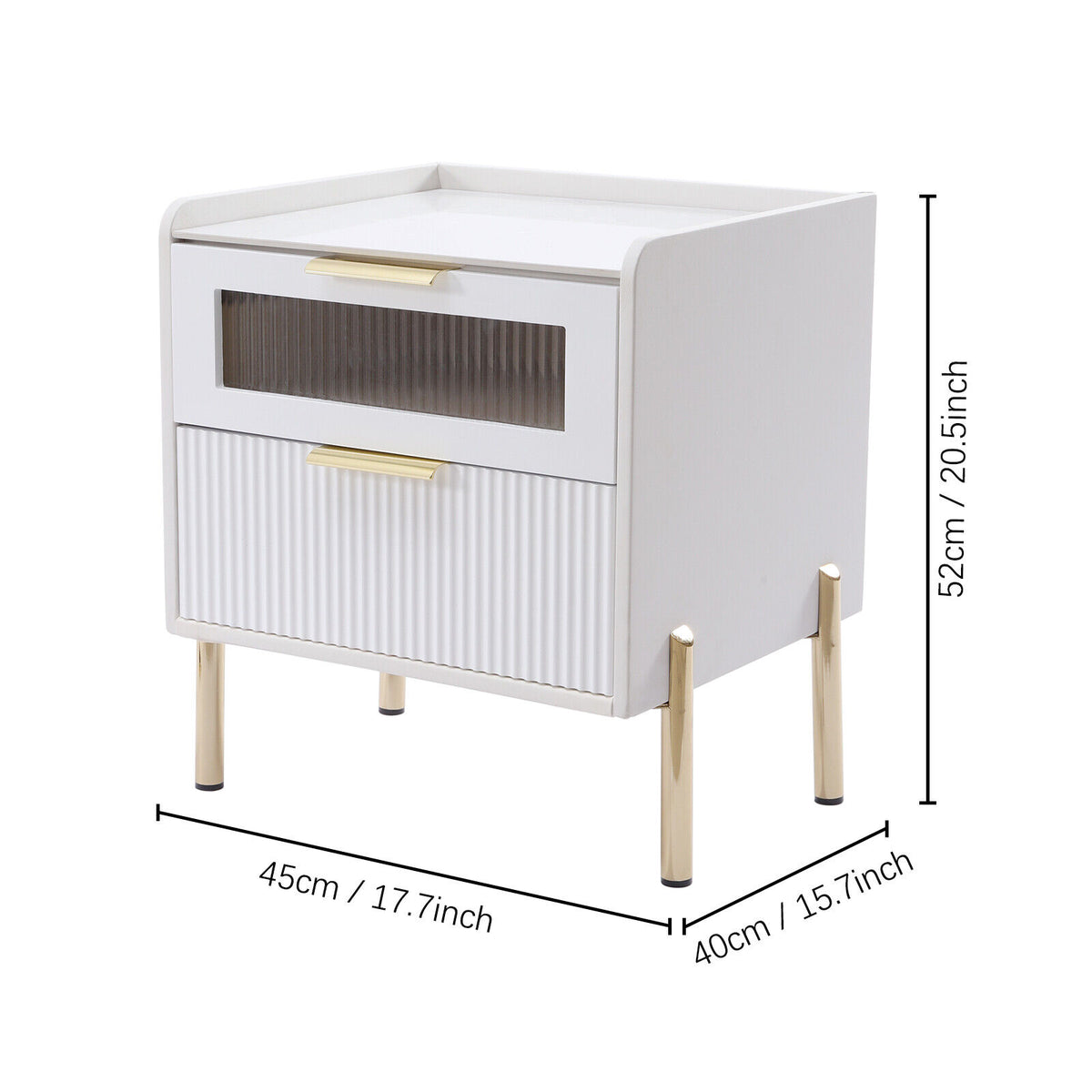 White 2 Drawer Wood End Table K66826