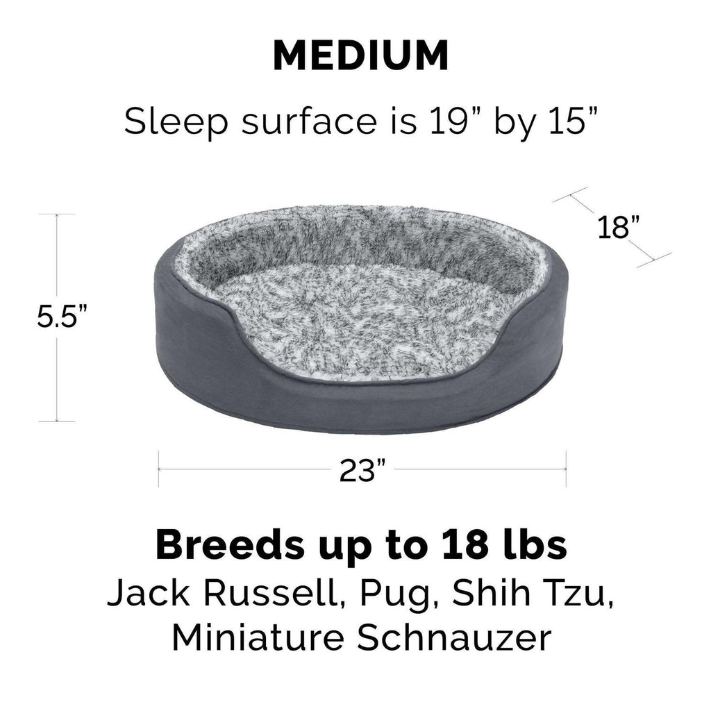 Two-Tone Fur & Suede Oval Dog Bed J260