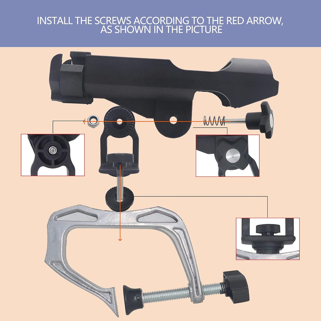 Fishing Rod Holders for Boat Canoe Folding Holder with 360 Degree Adjustable Large Clamp Opening - 2 Pack H713711