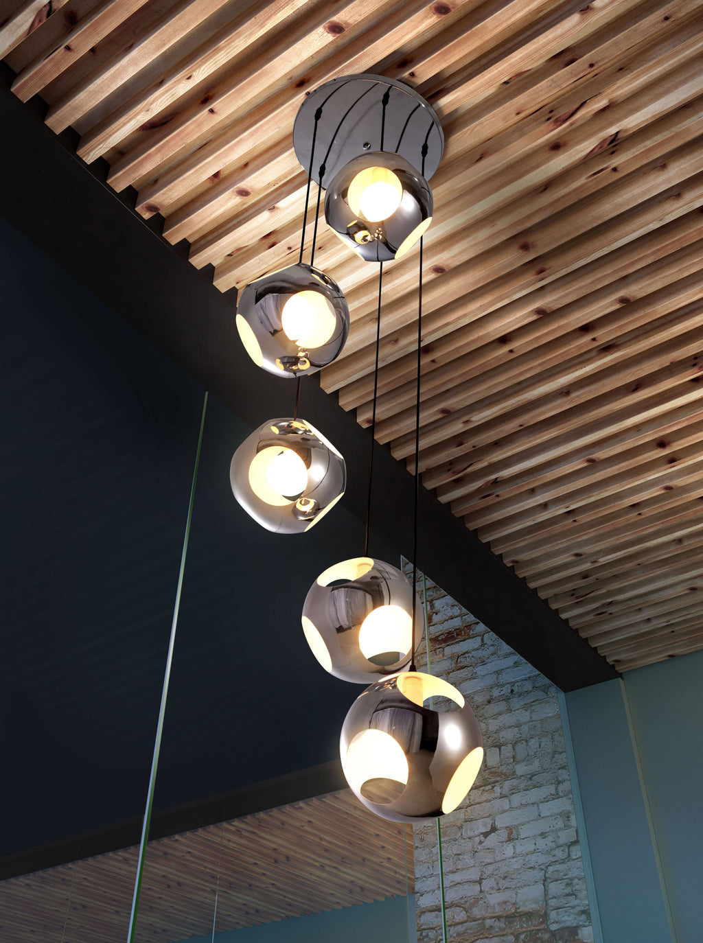 Chrome Meteor Shower Ceiling Lamp I48473