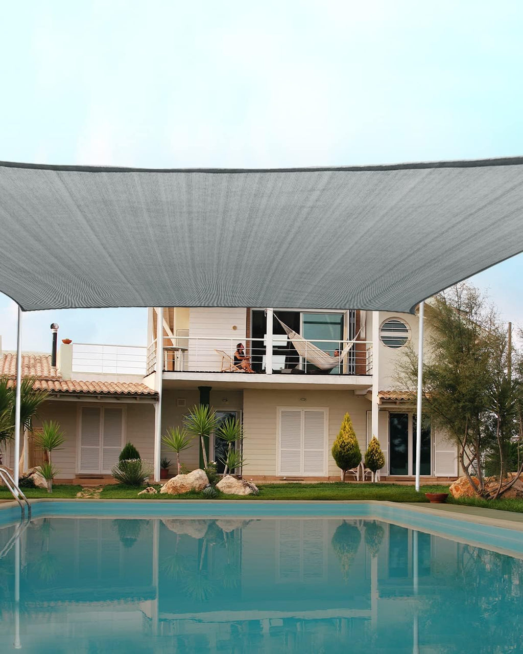 20X20FT 185G HDPE Square Sun Shade Sail Canopy J6254