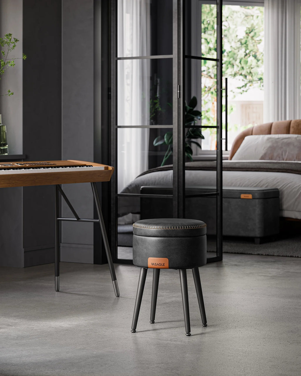 Synthetic Leather Storage Ottoman X763233