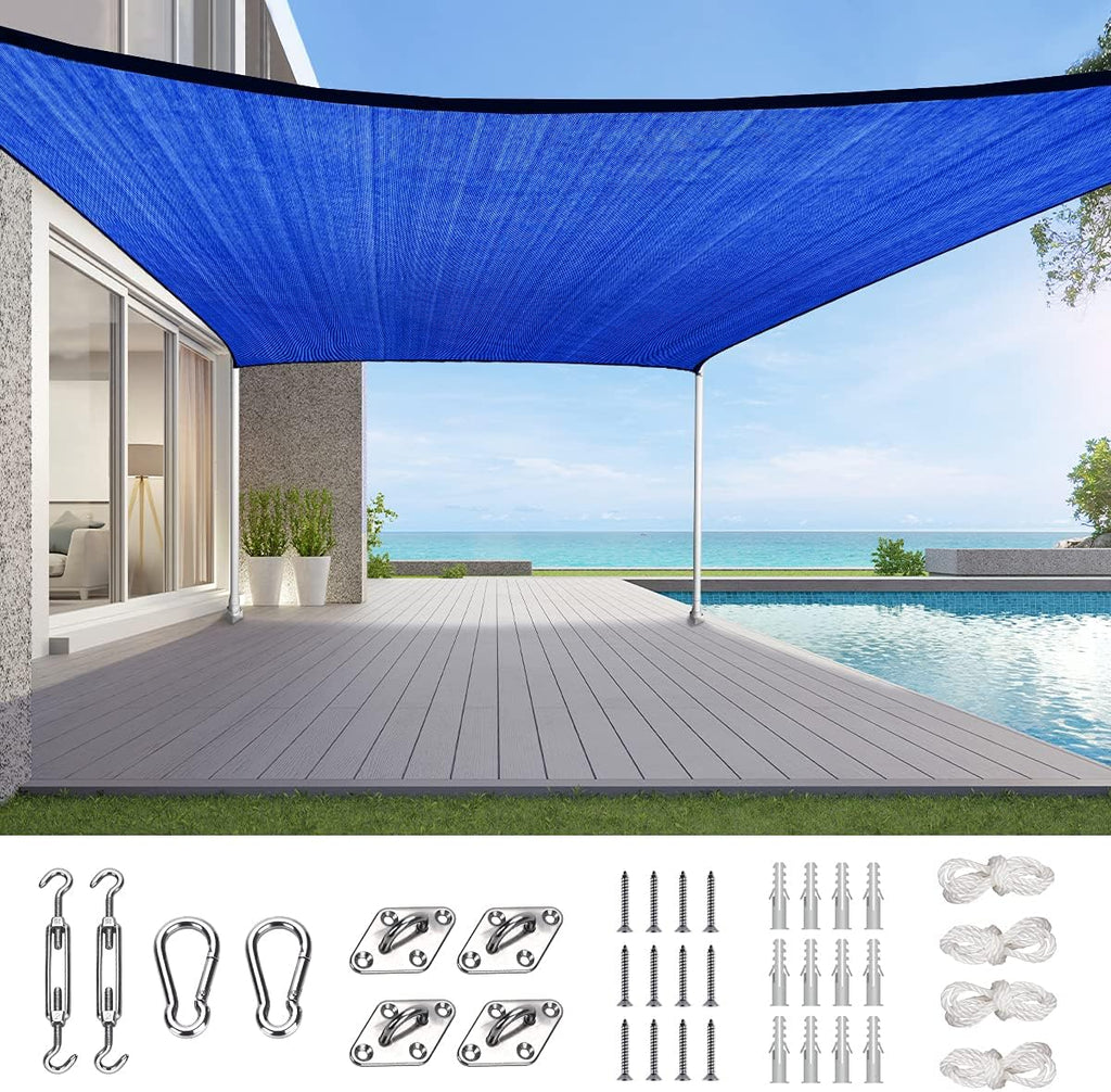 20X20FT 185G HDPE Square Sun Shade Sail Canopy J6254