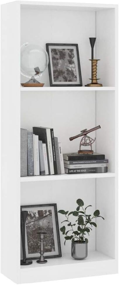 3-Tier White Chipboard Bookcase T4901