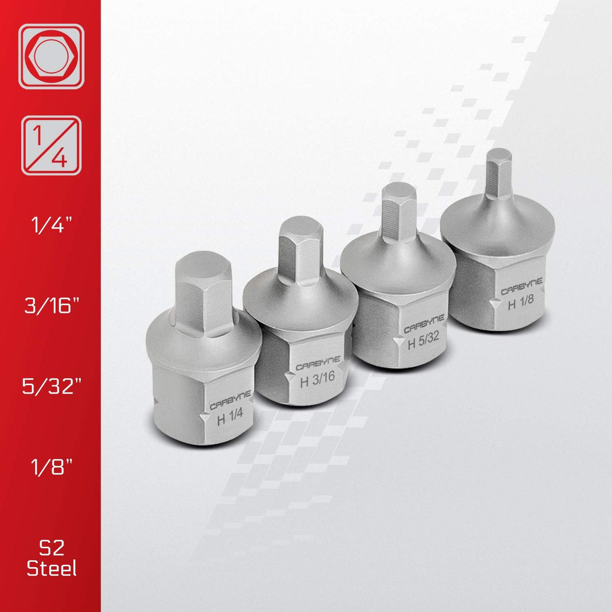 9 Piece SAE Hex Bit Socket Set S-2 Steel E915