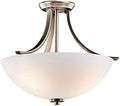 3 Light Semi Flush with Satin Etched Opal Glass in Brushed Pewter M383594