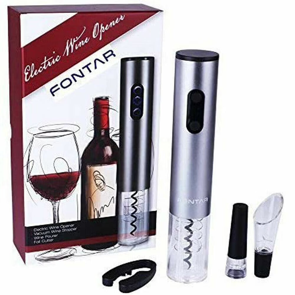 Electric Wine Opener with Foil Cutter, Vacuum Stopper and Wine Aerator Pourer Z803289