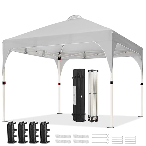 10x10 Pop Up Canopy Tent with Wheeled Bag, White I683216