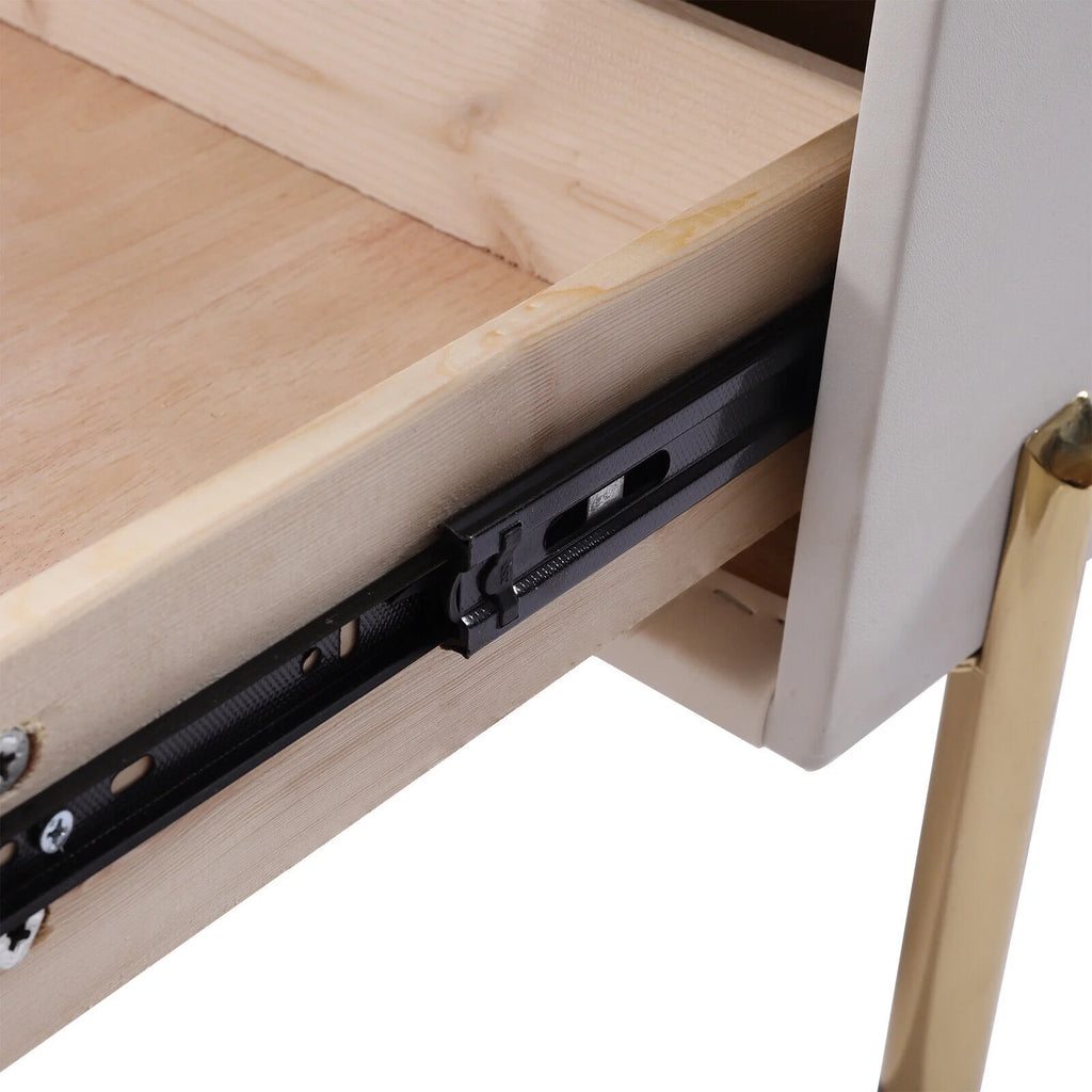 White 2 Drawer Wood End Table K66826