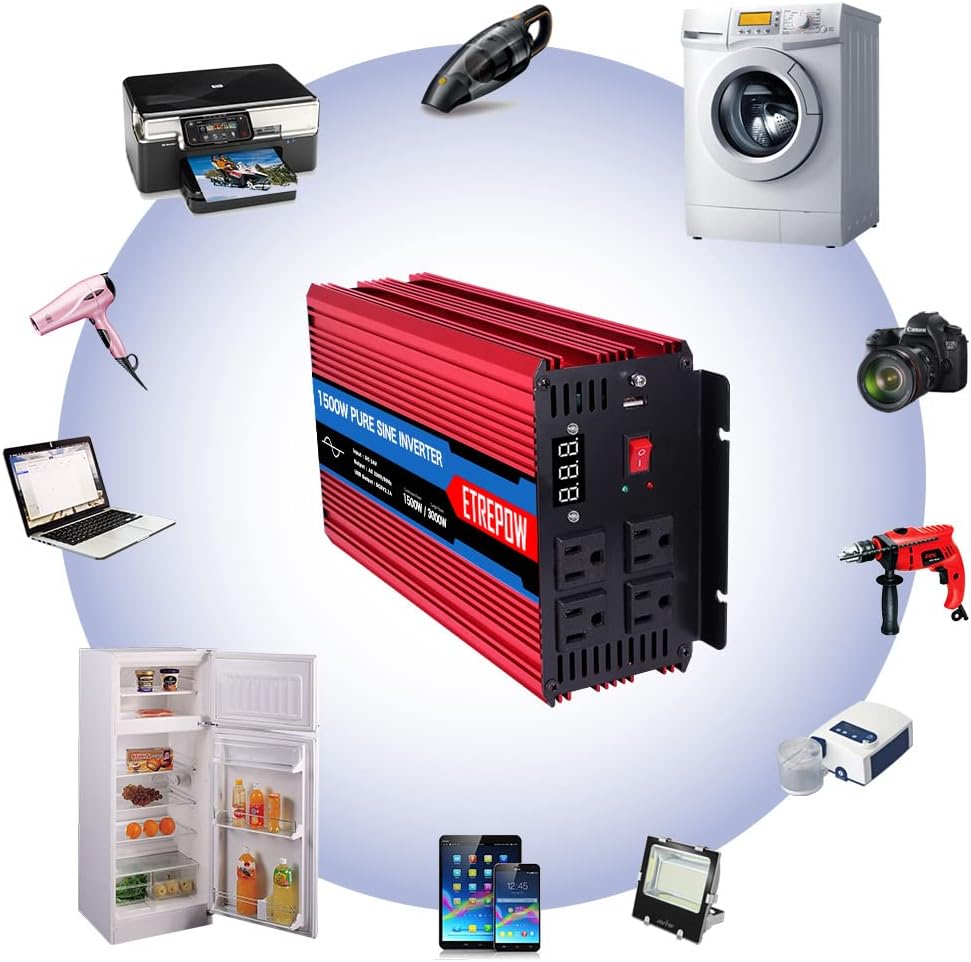1500 Watt Pure Sine Wave Power Inverter 24V DC to 110V AC Wireless Remote Control S104061