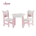 Pink Floral Kitchen Table and 2 Chair Dining Doll Furniture Set A1697