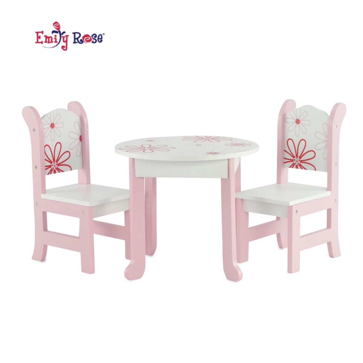 Pink Floral Kitchen Table and 2 Chair Dining Doll Furniture Set A1697