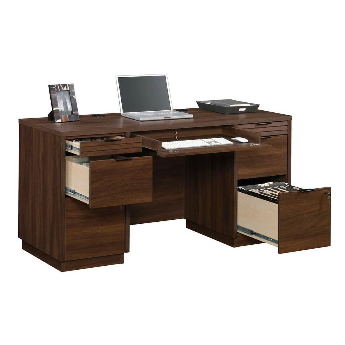 60" Credenza Desk & 2-Drawer Lateral File Cabinet A8105