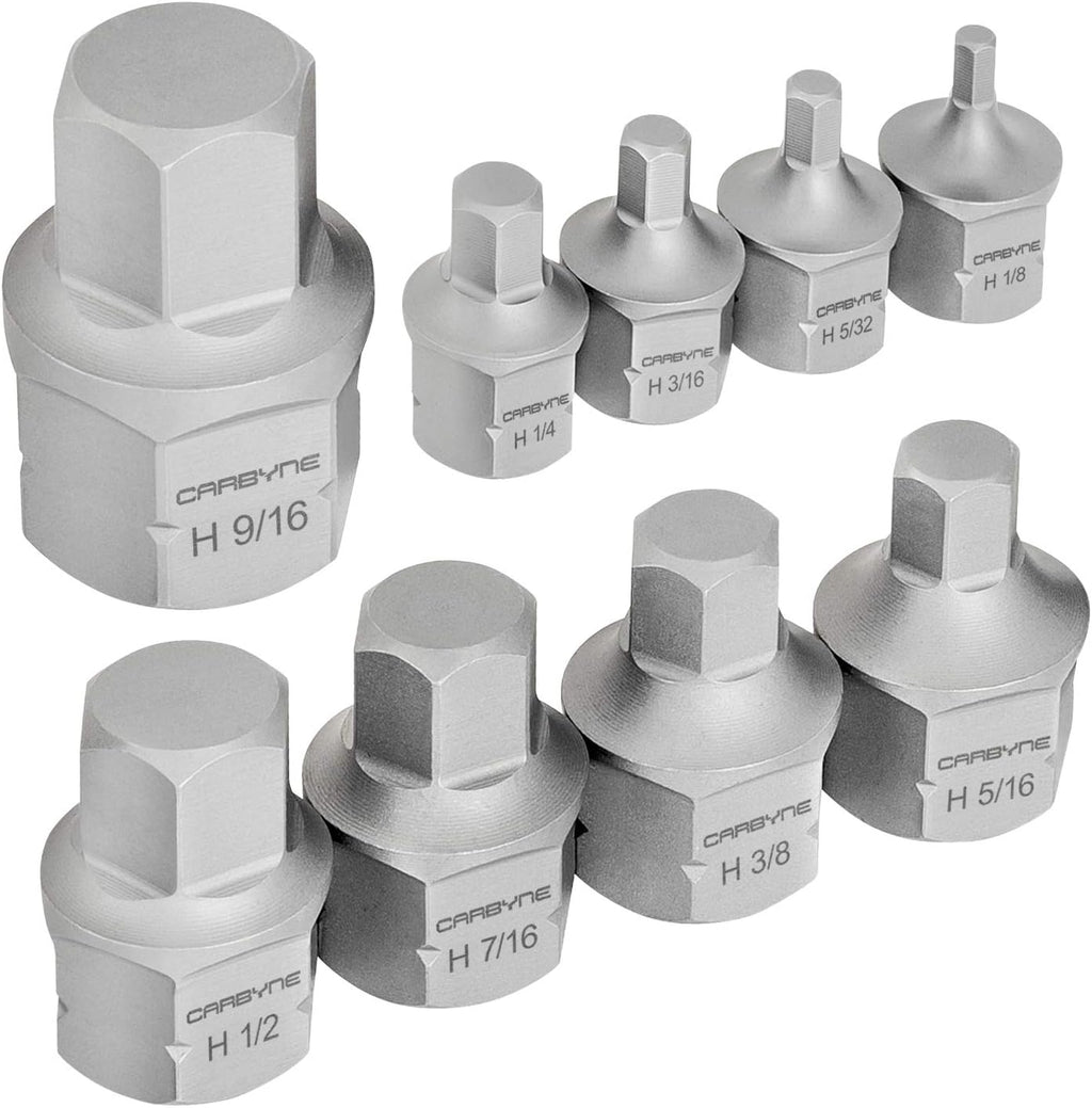 9 Piece SAE Hex Bit Socket Set S-2 Steel E915