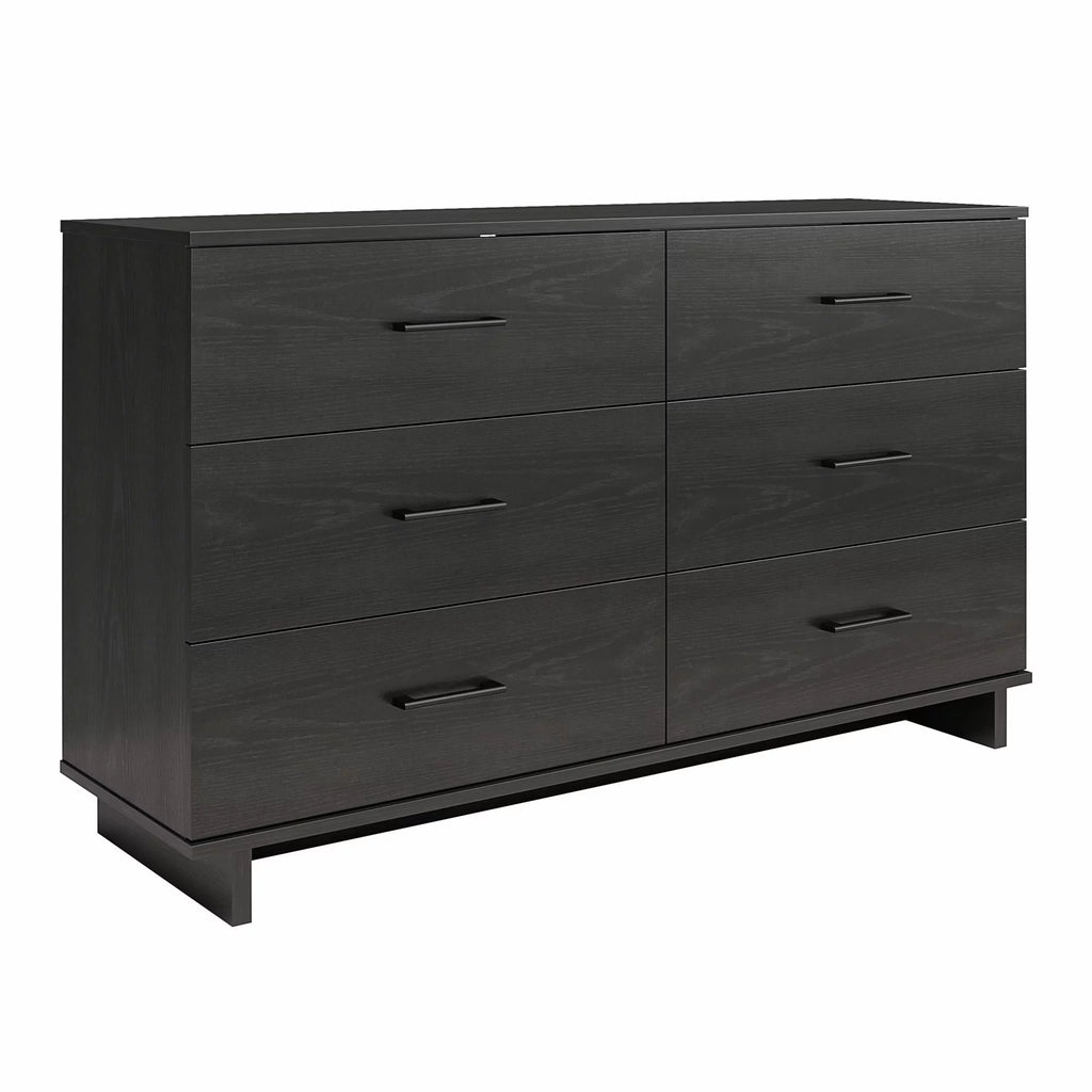 Black Oak 6 Drawer Wide Dresser U130104