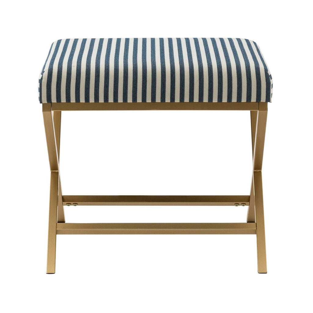 Navy Striped Square Ottoman T396