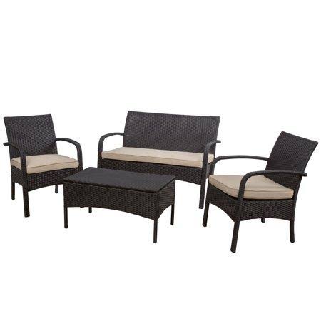 Brown Wicker 4 Piece Chat Set H437