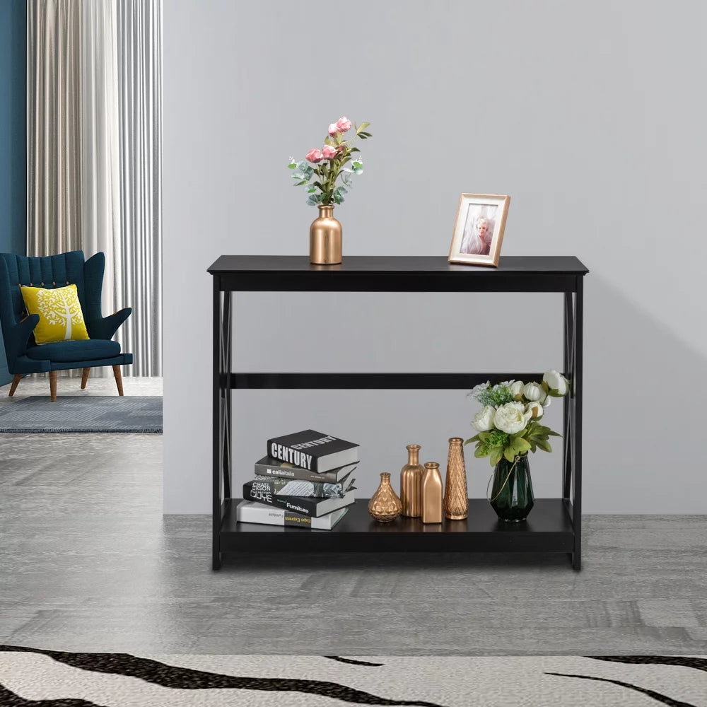 Black 2 Tier Console Table C3821