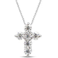 1/2 Carat Round Cut Lab Created Moissanite Diamond Cross Pendant Necklace In 14K Gold Over Sterling Silver With 18" Chain S540290