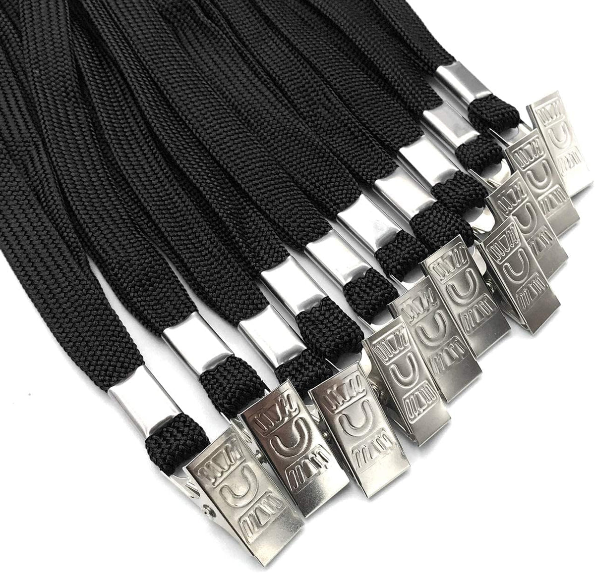 50 Pcs Clear Plastic Horizontal Name Tag Badge and 50 Pcs Black Breakaway Lanyards M3284