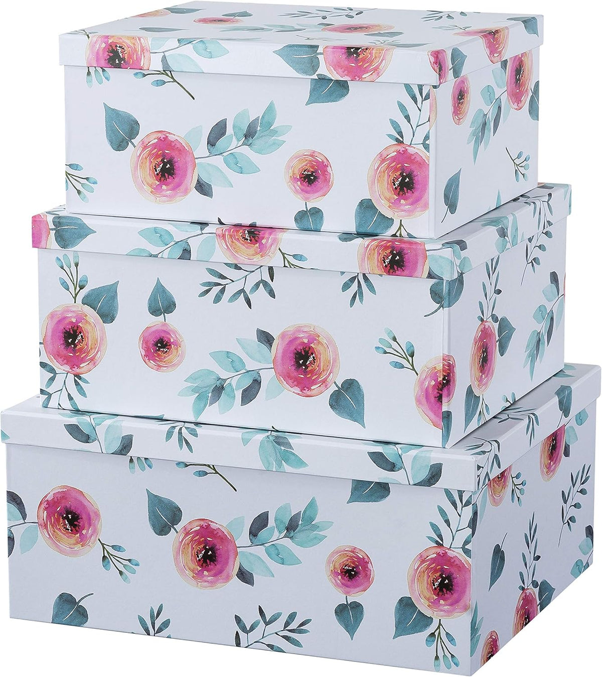 Decorative Storage Cardboard Boxes with Lids, Set of 3 K3063