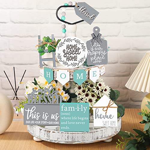 Two Tiered Tray with 11 Pcs Wooden Signs X120771