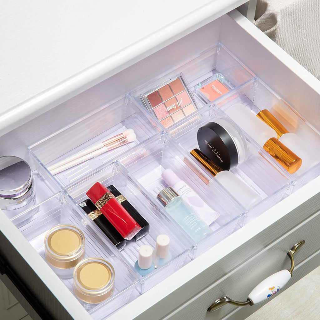 Set of 8 Clear Plastic Drawer Organizer Tray X55629