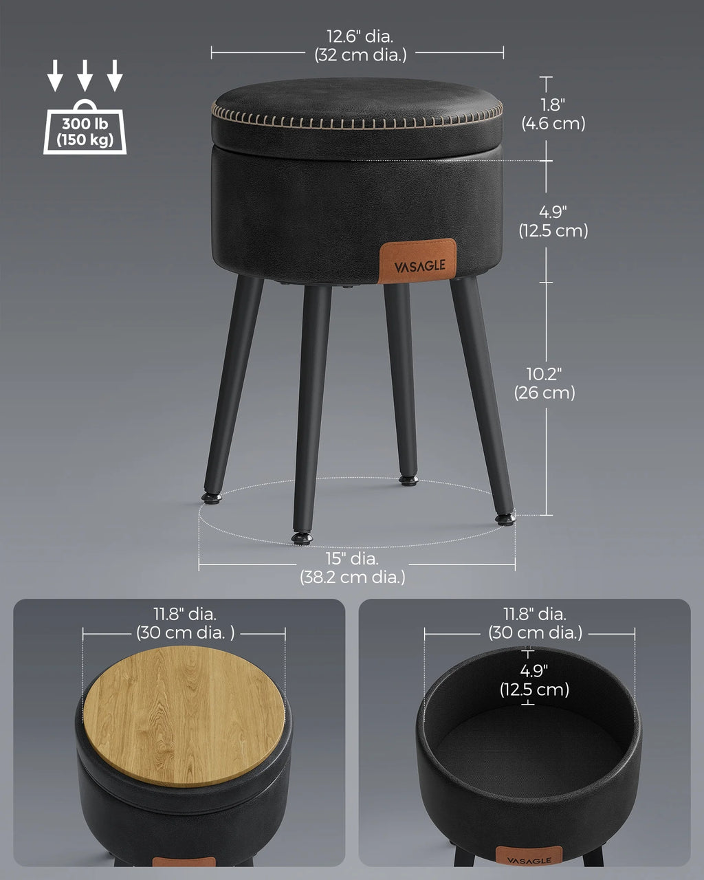 Synthetic Leather Storage Ottoman X763233