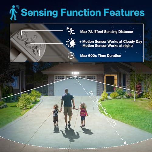 2 Pack 6500K 6000LM Black LED Motion Sensor Outdoor Flood Light Y155452