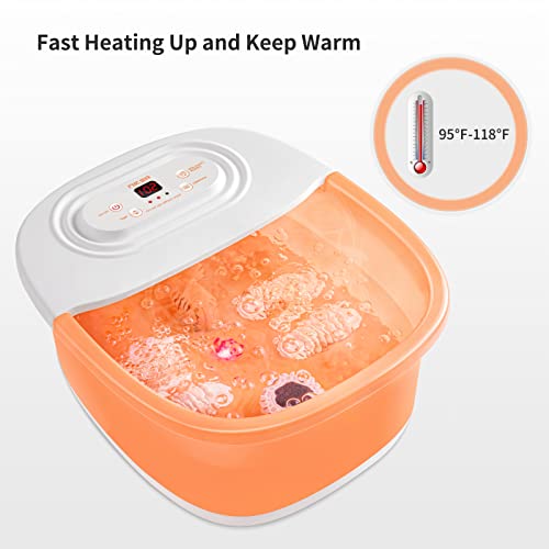 Foot Spa Bath Massager with Heat Bubbles Vibration and Red Light E2828