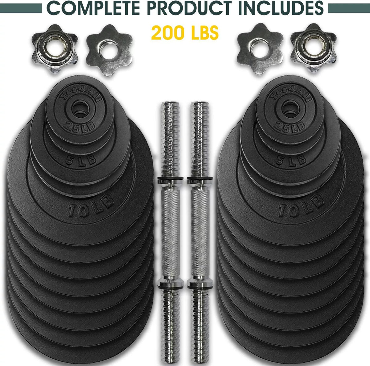 200 lbs Adjustable Cast Iron Dumbbell Set E983978
