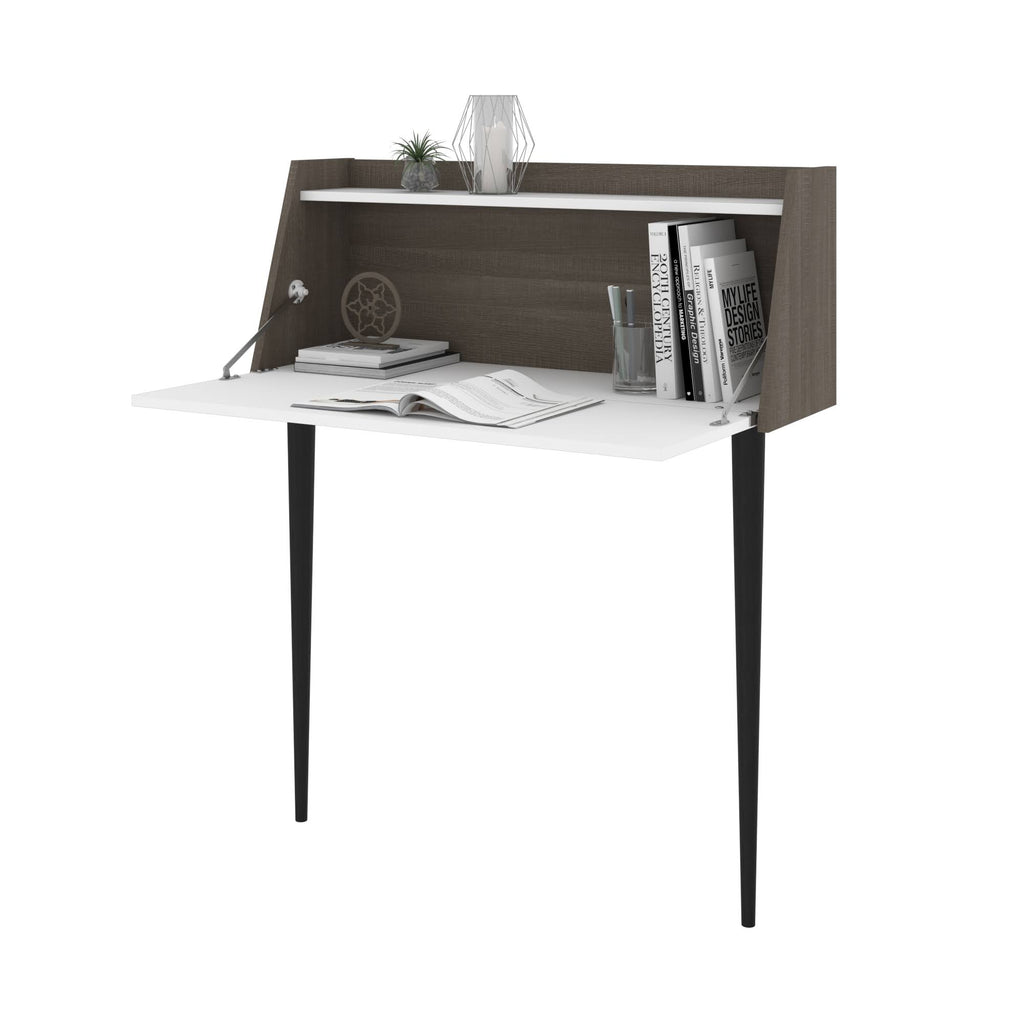 Secretary Desk in White and Bark Grey H781