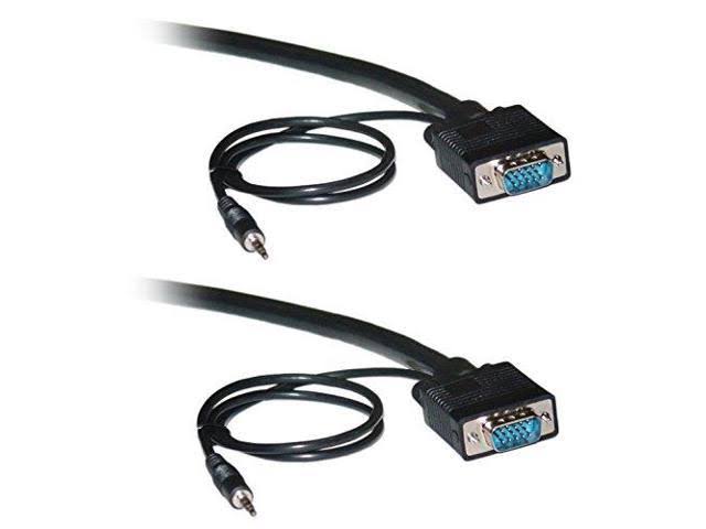 Shielded SVGA Cable with 3.5mm, Black, HD15 M to M 100 Feet D15237