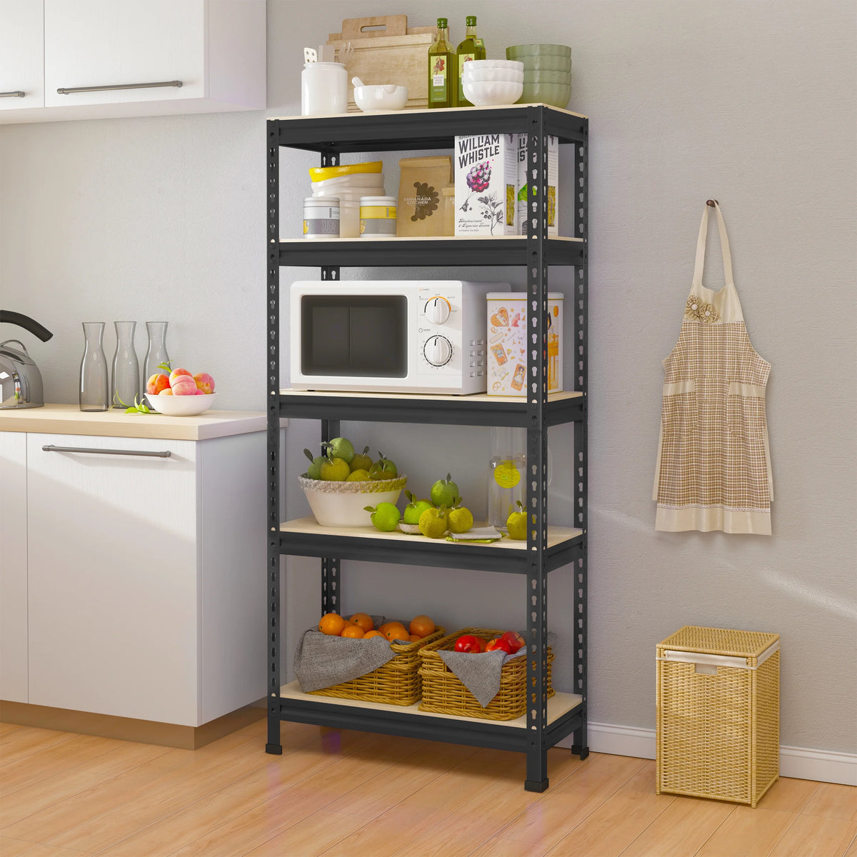 5-Shelf Adjustable Metal Shelves, Black F8044