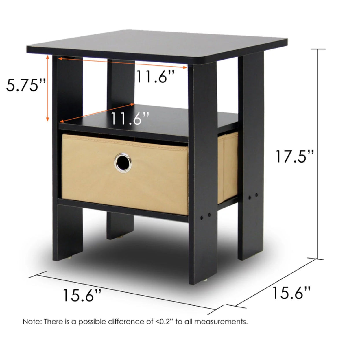 Engineered Wood End Table with Bin Drawer D7780