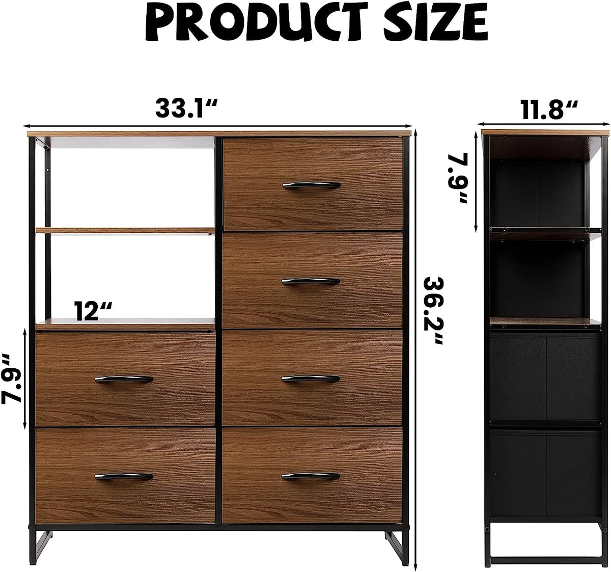 Fabric Dresser with 4 Drawers and 2 Side Shelf K82496