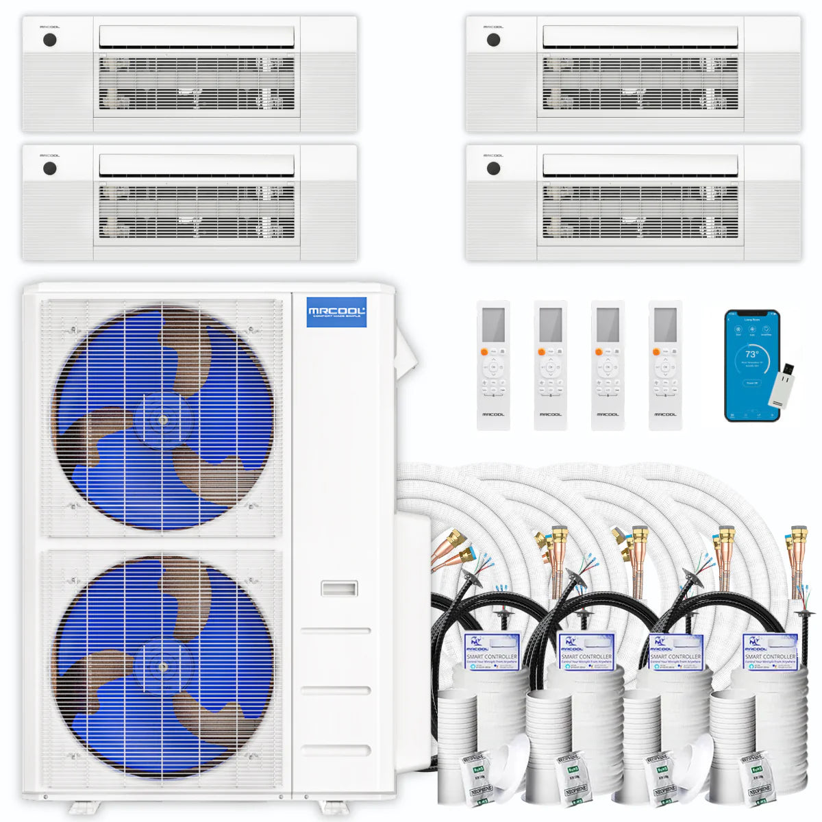 48,000 BTU 4 Zone Ceiling Cassette Ductless Air Conditioner and Heat Pump L506939