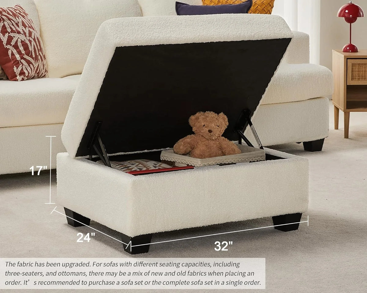 Offwhite Bouclé Ottoman Sofa F654