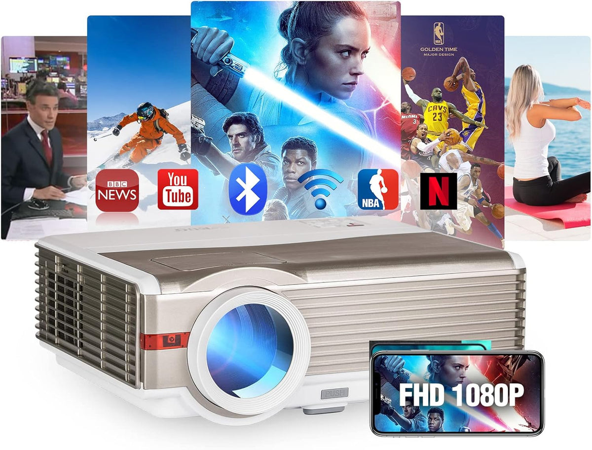 8000 Lumen FHD 1080P Smart Projector with WiFi, Bluetooth, Built-in OS Y10593