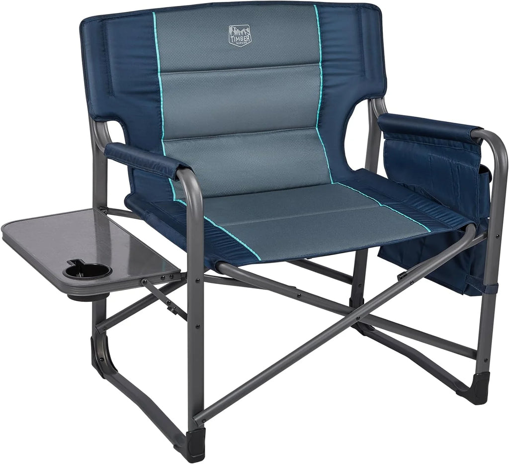 Oversized Heavy Duty Folding Camping Chair with Side Table and Side Pocket M435135