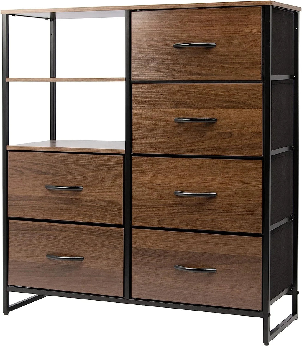 Fabric Dresser with 4 Drawers and 2 Side Shelf K82496