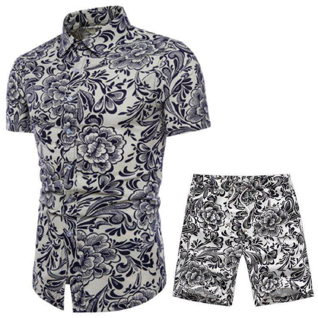 Floral Hawaiian Shirt and Shorts 2 Piece Set D713048