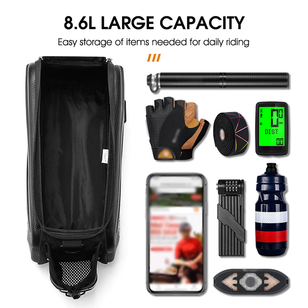 8.6L Waterproof Bicycle Rear Bag with Reflective Strips P556