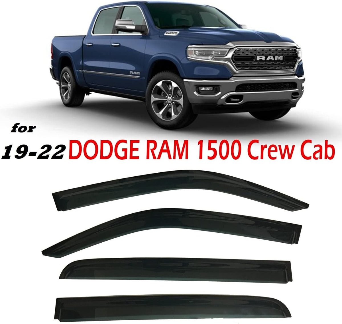 Smoke Tinted Side Window Vent Visor Deflectors Rain Guards 4 Piece Set C115195