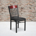 Black Metal Mahogany Wood Restaurant Chair with Black Vinyl Seat T5572